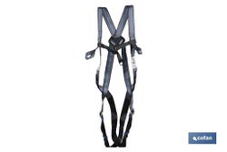 Conjunto arnés completo | 2 puntos anclaje | Cuerda seguridad | 2 mosquetones | EN 361/EN 354/EN 362