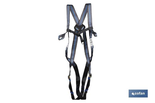 Conjunto arnés completo | 2 puntos anclaje | Cuerda seguridad | 2 mosquetones | EN 361/EN 354/EN 362