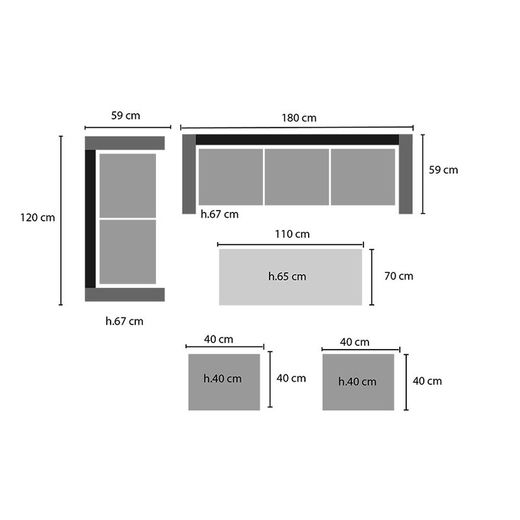 Conjunto para jardín Córcega Gran resistencia y durabilidad. Ref. 8704N275