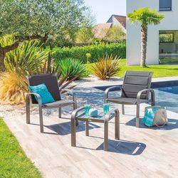 Conjunto para jardín Elyn antracita, 3 piezas Decorativo y acogedor. Ref. 8704N444