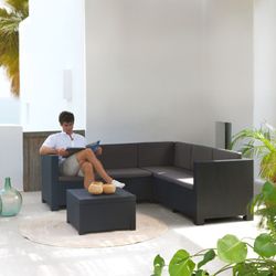Conjunto para jardín Oasis grafito Fácil de limpiar. Ref. 898N40