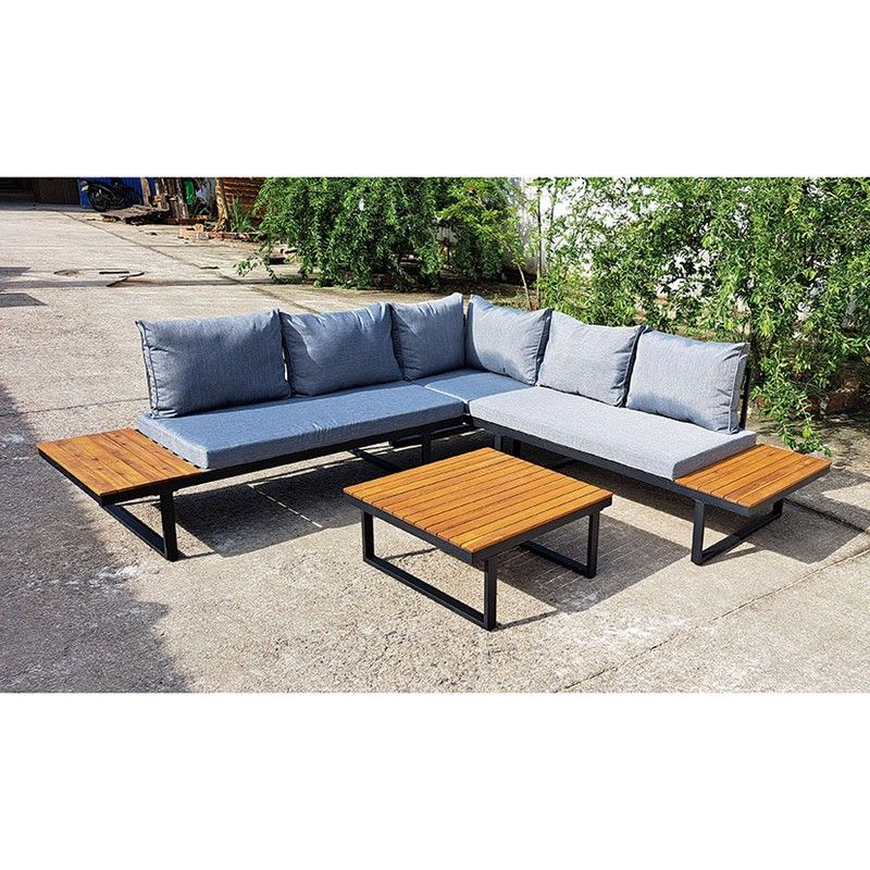 Conjunto rinconero Jardín Trinidad Material acero y madera natural de acacia. Ref. 8704N352