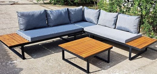 Conjunto rinconero Jardín Trinidad Material acero y madera natural de acacia. Ref. 8704N352