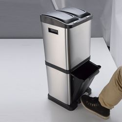 Cubo pedal ecológico HABITEX 32 L Exterior cromado. REf. 228Y30