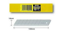 Hoja de corte plateada de 18 milímetros . Cuchilla Troceable Olfa  . Referencia  Lb-10.