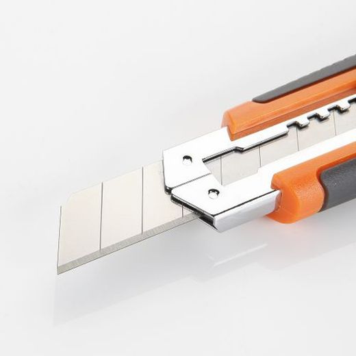Cutter De Cuchilla Fragmentable De 18 Mm Con Guía Métalica ALYCO ORANGE, Referencia 170814