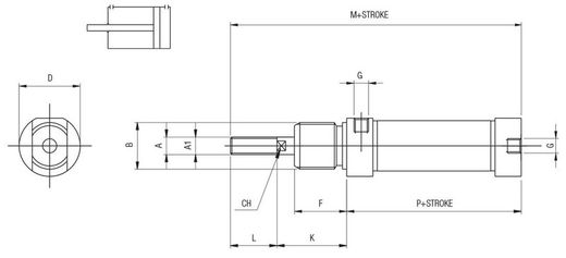 Cilindro Dem Ø 25 Iso 6432 Mag.Aliment.Axial