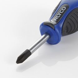 Destornillador Corto De Boca Philips PH Con Varilla de 38 mm, Ideal Para Trabajos En Espacios Reducidos Con Mango Bimaterial ALYCO, Referencia 119035 PH1 y Referencia 119036 PH2