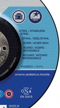 Disco de corte metal para máquina portátil AS 30 S INOX Superior. Edelco