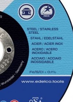 Disco de corte metal para máquina portátil AS 60 T INOX Superior. Edelco.EDAS60T115-125