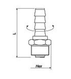 Espiga Rosca Gas Bsp Giratoria Macho De 1/4, Referencia G-148