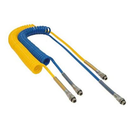 Tubo Espiral De Poliuretano De 98 Shore Con Terminales Rectos, Montada Con Racores De 1/4 y 3/8, Referencia ES