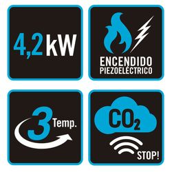 Estufa de gas HABITEX llama azul EG355 Con quemador de llama libre. Ref. 9310R355