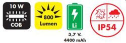 Foco Magnético 10w Cob Recarg. Ip54