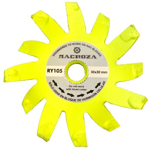 Fresa de corte RY105 para rozadora de pared MACROZA especial para Hormigón Celular, AAC, Xella, Ytong