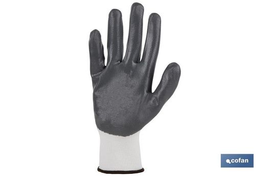 Guantes 100 % de poliéster | Impregnados para mayor seguridad | Flexibles | Protección y confort | Sin costuras Nitrilo Gris. Referencia 11000123