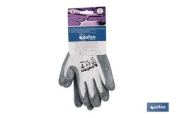 Guantes 100 % de poliéster | Impregnados para mayor seguridad | Flexibles | Protección y confort | Sin costuras Nitrilo Gris. Referencia 11000123