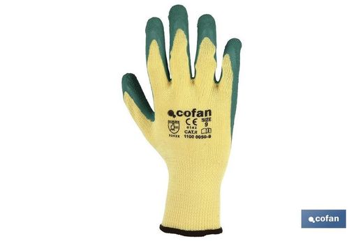 Guantes de tela y palma de látex | Adherencia correcta y resistentes | Ideales para trabajos manuales | Cómodos y adaptables. Referencia 11000050