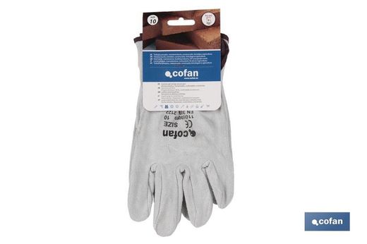 Guantes de piel de serraje gris | Duraderos y resistentes | Protección y seguridad | Pulgar plano. Referencia 11000099