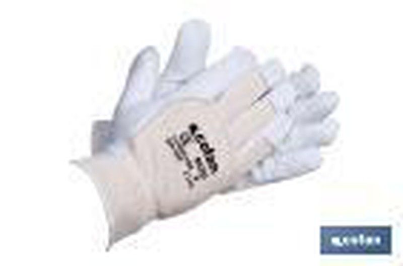 Guantes de piel de vacuno y dorso de punto | Duraderos y resistentes | Transpirables | Protección y seguridad. Referencia 11000156