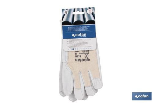 Guantes de piel de vacuno y dorso de punto | Duraderos y resistentes | Transpirables | Protección y seguridad. Referencia 11000156