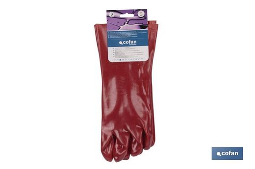 Guante Pvc Estanco Rojo De 35 Cms.Protegen y cuidan la piel | Ideales para tareas de limpieza. Referencia 11000046.