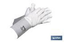 Guantes de vacuno con manguitos de 13 cm | Piel de serraje | Comodidad y protección | Ideales para agricultura y recolección. Referencia 11000080