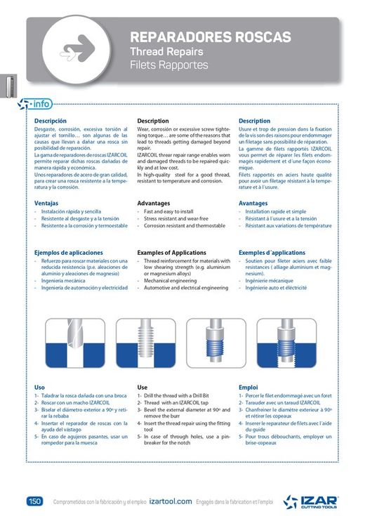 Inserto Helicoil Para la Reparacion de Roscas, Referencia 3300