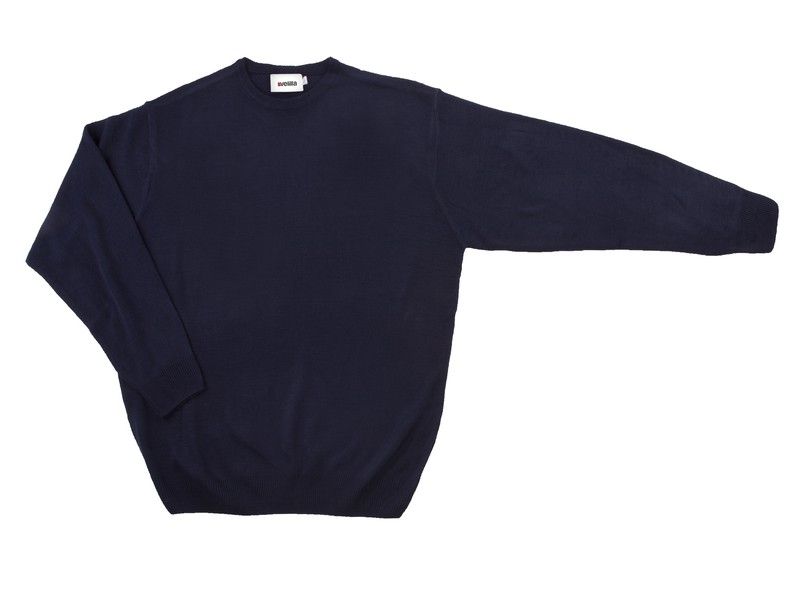Jersey Punto Fino Con Cuello Redondo Azul Marino Ref. 105-1