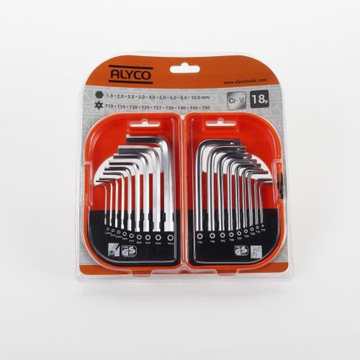 Juego De Llaves Allen Y Torx Inviolable, Estuche De Plástico ALYCO ORANGE, Referencia 170622