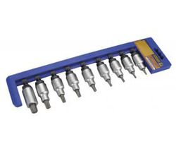 Juego de 9 Llaves de Vasos con Punta Torx con cuadradillo 1/2" Alyco, T20, T25, T27, T30, T40, T45, T50, T55 y T60