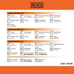 Juego De Llaves De Vaso De 1/2″ + 3/8″ + 1/4″ 171 Piezas ALYCO ORANGE, Referencia 170745