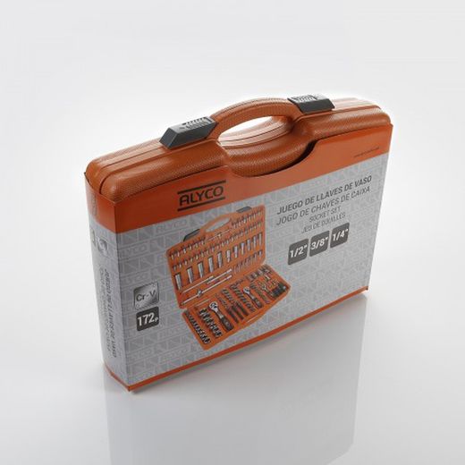 Juego De Llaves De Vaso De 1/2″ + 3/8″ + 1/4″ 171 Piezas ALYCO ORANGE, Referencia 170745