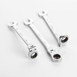 Juego de 12 llaves de apriete, llave de boca abierta y boca estrella de carraca reversible y articulada flexible, medidas de 8 a 19 mm, en soporte plástico Alyco, Referencia 191952