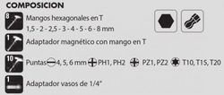 Juego 20 Piezas Mangos En T+ 10 Puntas