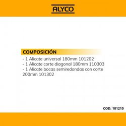 Juego De 3 Alicates En Caja De Plástico ALYCO, Referencia 101210
