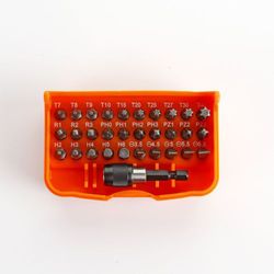 Juego De 30 Puntas De Atornillar De 1/4" Y Adaptador En Caja De Plástico ALYCO ORANGE, Referencia 170490