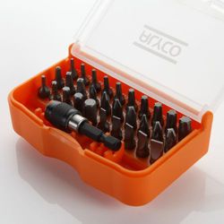 Juego De 30 Puntas De Atornillar De 1/4" Y Adaptador En Caja De Plástico ALYCO ORANGE, Referencia 170490