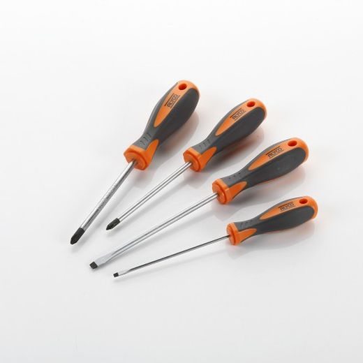 Juego De 4 Destornilladores Con Punta Plana, Recta Y Ph, En Blister ALYCO ORANGE, Referencia 170449