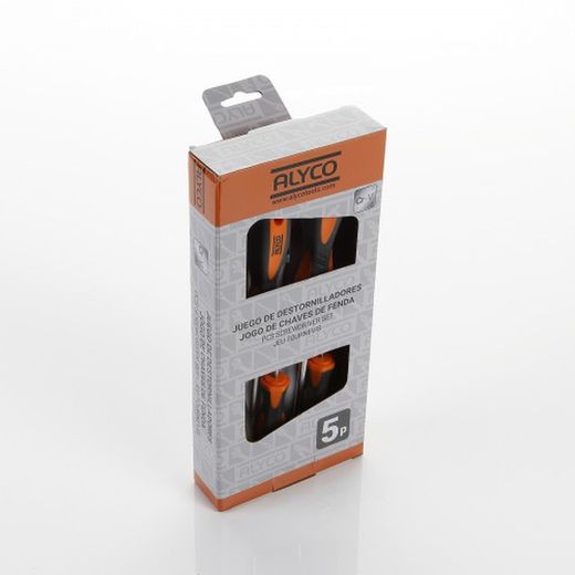 Juego De 5 Destornilladores Plano, Recto Y Ph En Caja Cartón ALYCO ORANGE, Referencia 170488