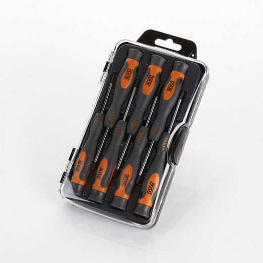 Juego De 7 Destornilladores De Precisión En Caja De Plástico ALYCO ORANGE, Referencia 170452