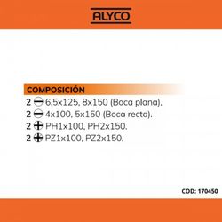 Juego De 8 Destornilladores Plano, Ph Y Pz En Caja Cartón ALYCO ORANGE, Referencia 170450