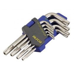 Juego De 9 Llaves Acodadas Torx Inviolable En Soporte De Plástico De T10 A T50 ALYCO, Referencia 193290