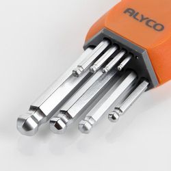 Juego De 9 Llaves Acodadas Hexagonales Allen De Bola, Soporte De Plástico ALYCO ORANGE, Referencia 170610