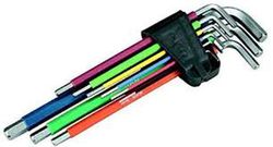 Juego De 9 Llaves Allen Serie Extralarga Con Soporte De Goma Llaves Multicolor ALYCO,Referencia 193144