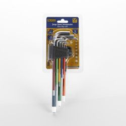 Juego De 9 Llaves Allen Serie Extralarga Con Soporte De Goma Llaves Multicolor ALYCO,Referencia 193144