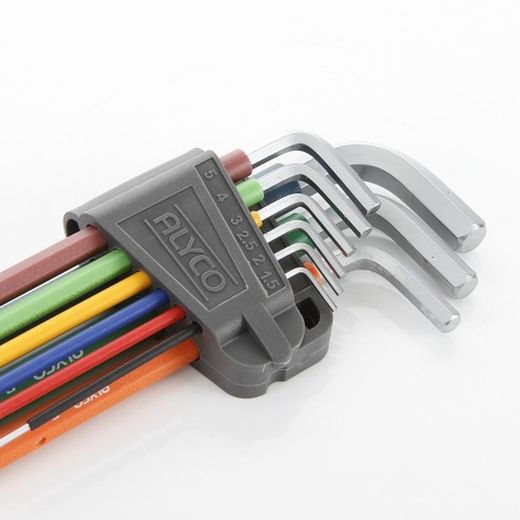 Juego De 9 Llaves Allen Serie Extralarga Con Soporte De Goma Llaves Multicolor ALYCO,Referencia 193144
