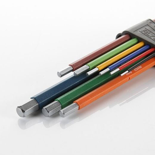 Juego De 9 Llaves Allen Serie Extralarga Con Soporte De Goma Llaves Multicolor ALYCO,Referencia 193144