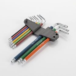 Juego De 9 Llaves Torx Inviolables Serie Extralarga Con Soporte De Goma Llaves Multicolor ALYCO, Referencia 193148