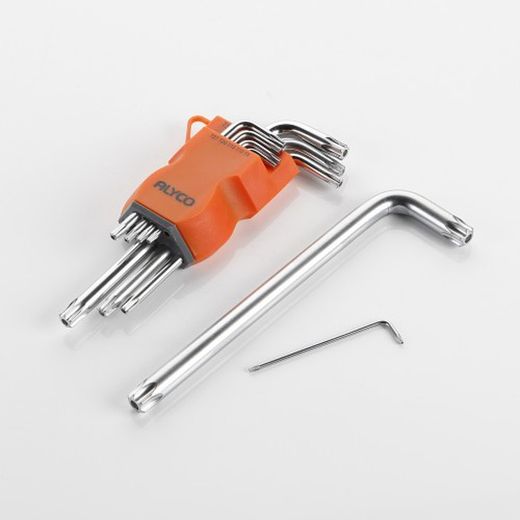 Juego De 9 Llaves Acodadas Torx Inviolable, Soporte De Plástico ALYCO ORANGE, Referencia 170615